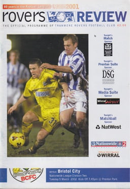 Tranmere Rovers v Bristol City Match Programme 2002-03-05